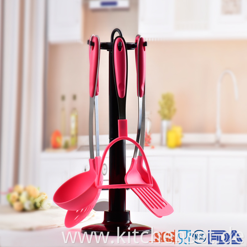 stainless steel kitchen utensil set with stand